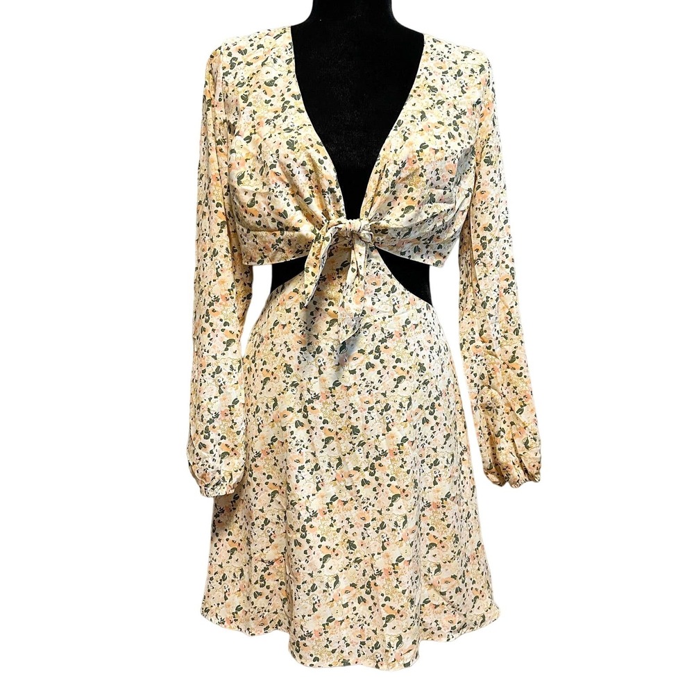 Lush Follow the Yellow Brick Road Floral Cutout Mini Dress NWT Size M